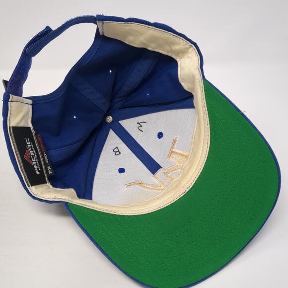W Logo Strapback Baseball Cap Blue OS Adjustable Embroidered Pacific Headwear - Picture 8 of 10